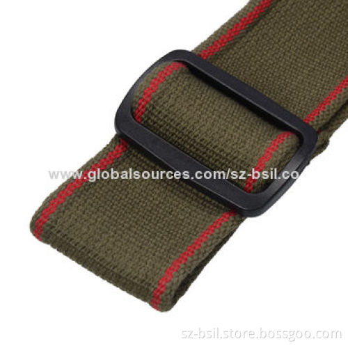 Army Green Genuine leather ends Double Buckle Strap Adjustable Acoustic Guitar Strap Bass
